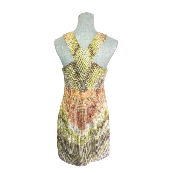 Tracy Reese Zig Zag Rafia Cross Back Shift in Tobacco color size S - Picture 5 of 15
